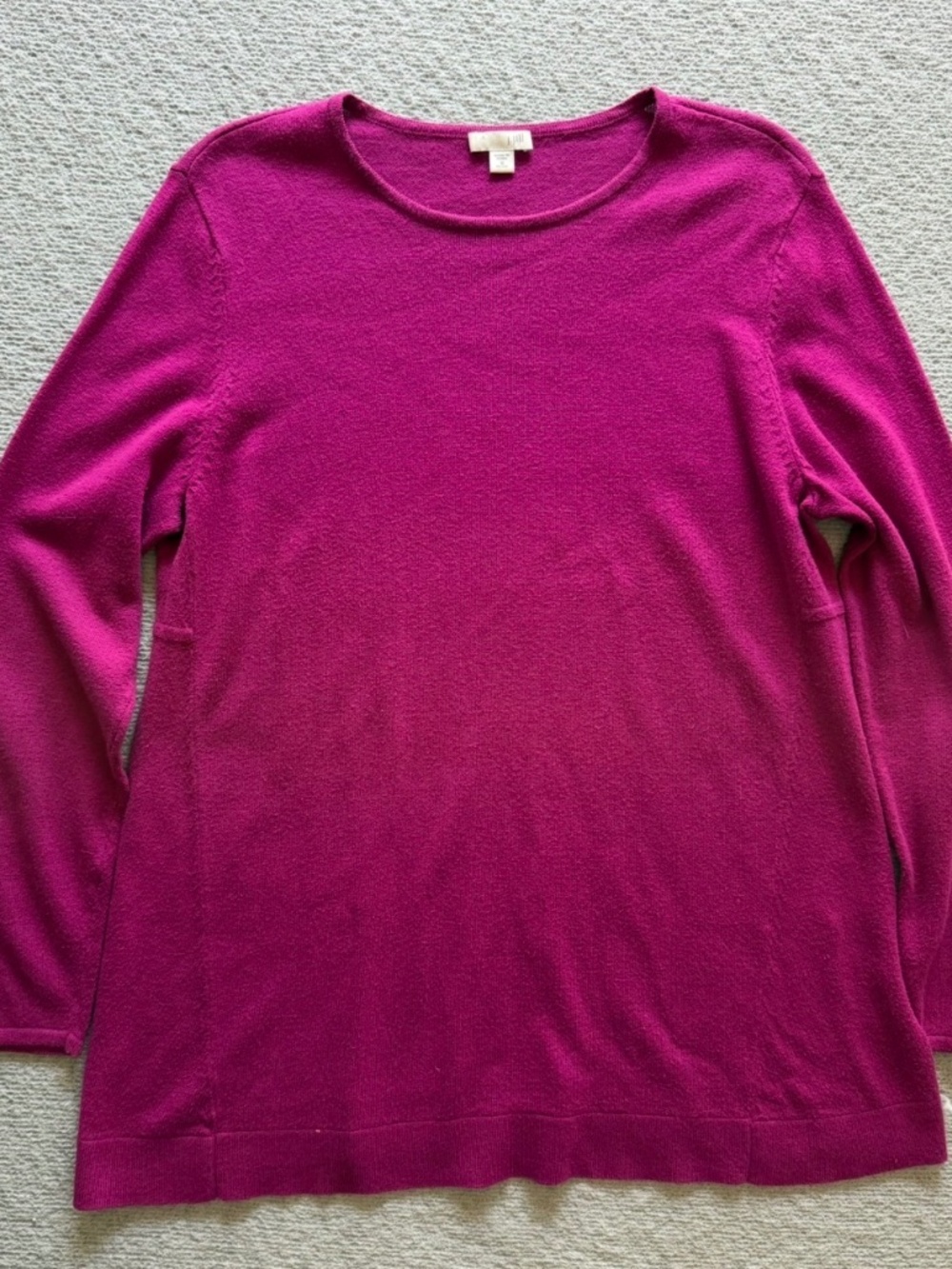 J. Jill Women's Petite Medium Fuchsia Pink Crewneck Cotton Blend Sweater